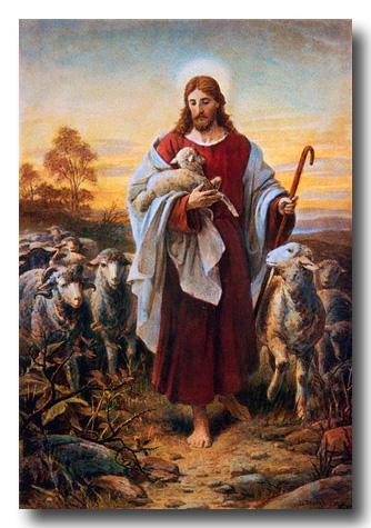 Jesus as the good shepherd by Bernhard Plockhorst