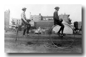 Penny-farthing riders in Los Angeles - 1886