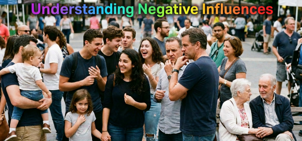 A diverse group of people including children, teenagers, adults, and seniors socializing outdoors at a busy community event