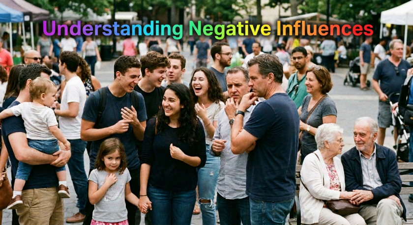 A diverse group of people including children, teenagers, adults, and seniors socializing outdoors at a busy community event